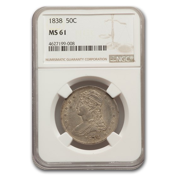 1838 Reeded Edge Half Dollar MS-61 NGC 1838 Reeded Edge Half Dollar MS-61 NGC