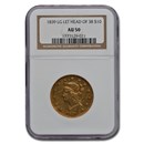 1839 $10 Liberty Gold Eagle AU-50 NGC (Large Letters, Head of 38)
