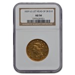 1839 $10 Liberty Gold Eagle AU-50 NGC (Large Letters, Head of 38)