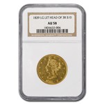 1839 $10 Liberty Gold Eagle AU-58 NGC (Lg Let, Head of 38)