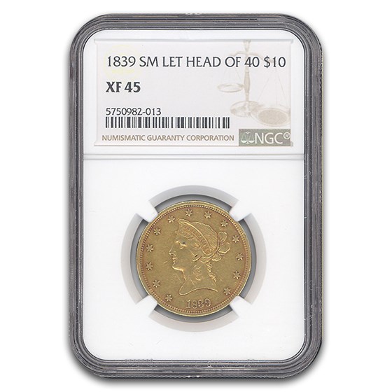 1839 $10 Liberty Gold Eagle XF-45 NGC (Sm Let Head of 40)