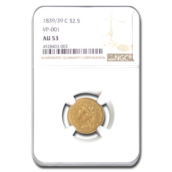 1839/1839-C $2.50 Gold Classic Head Quarter Eagle AU-53 NGC 1839/1839-C $2.50 Gold Classic Head Quarter Eagle AU-53 NGC