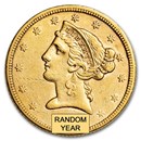 1839-1866 $5 Liberty Gold Half Eagle No Motto AU (Random Year)