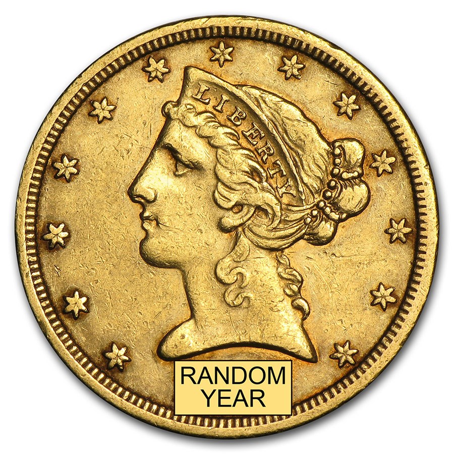 1839-1866 $5 Liberty Gold Half Eagle No Motto XF (Random Year)