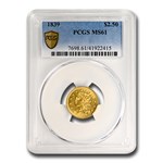 1839 $2.50 Classic Head Gold Quarter Eagle MS-61 PCGS