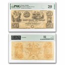1839-41 Republic of Texas $50 Treasury Note VF-20 PMG (CR-A7)