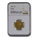 1839 $5 Liberty Gold Half Eagle XF-45 NGC