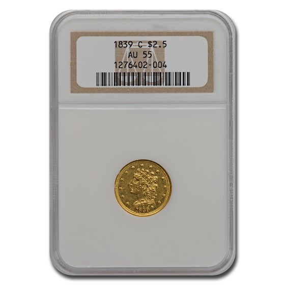 1839-C $2.50 Classic Head Quarter Eagle AU-55 NGC 1839-C $2.50 Classic Head Quarter Eagle AU-55 NGC