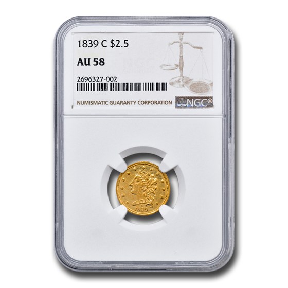 1839-C $2.50 Gold Classic Head AU-58 NGC