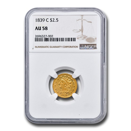 1839-C $2.50 Gold Classic Head AU-58 NGC 1839-C $2.50 Gold Classic Head AU-58 NGC