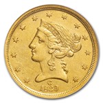 1839-C $5 Liberty Gold Half Eagle AU-55 NGC