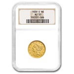 1839-C $5 Liberty Gold Half Eagle AU-55 NGC