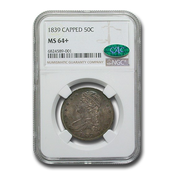 1839 Capped Bust Half Dollar (Reeded Edge) MS-64+ NGC CAC 1839 Capped Bust Half Dollar (Reeded Edge) MS-64+ NGC CAC