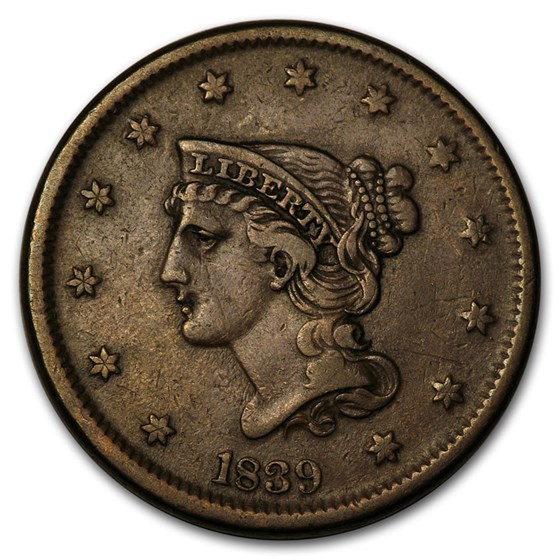 1839 Large Cent Petite Head VF 1839 Large Cent Petite Head VF