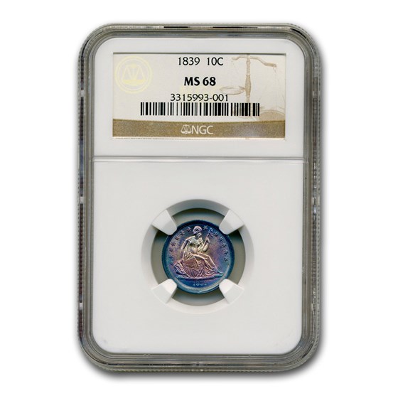 1839 Liberty Seated Dime MS-68 NGC 1839 Liberty Seated Dime MS-68 NGC