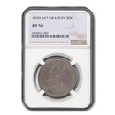 1839 Liberty Seated Half Dollar AU-58 NGC (No Drapery)