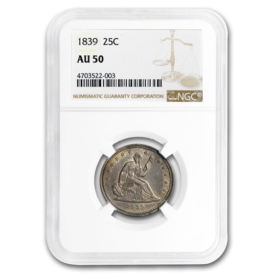 1839 Liberty Seated Quarter AU-50 NGC 1839 Liberty Seated Quarter AU-50 NGC