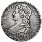 1839 Reeded Edge Half Dollar Lrg Letters VF