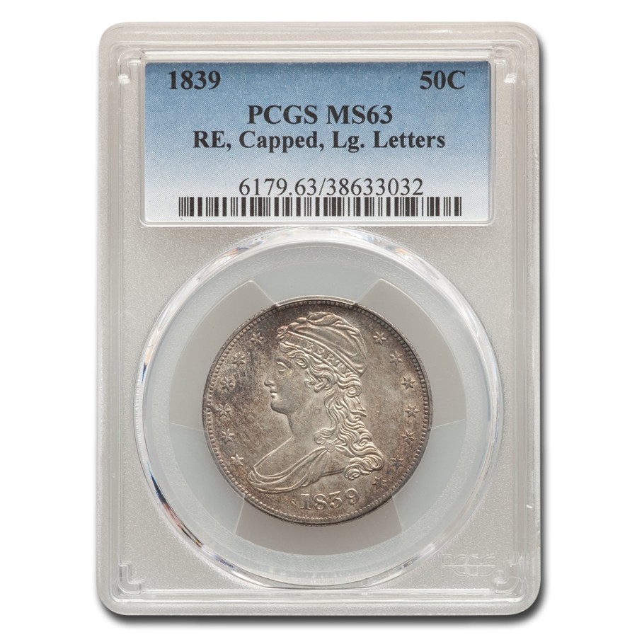Buy 1839 Reeded Edge Half Dollar MS-63 PCGS (RE,Capped, Lg. Letters ...