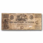 1839 Republic of Texas $100 Treasury Note VG Cancelled