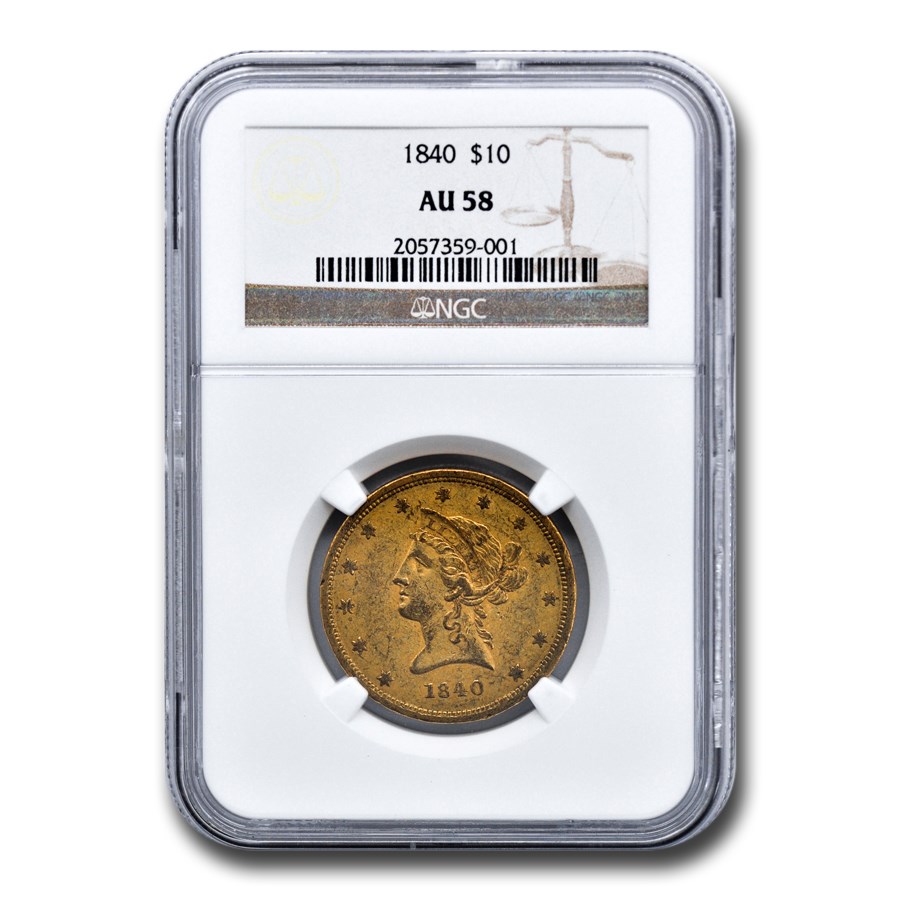 1840 $10 Liberty Gold Eagle AU-58 NGC