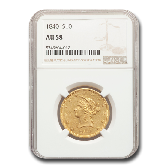 1840 $10 Liberty Gold Eagle AU-58 NGC 1840 $10 Liberty Gold Eagle AU-58 NGC
