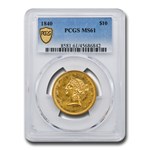 1840 $10 Liberty Gold Eagle MS-61 PCGS