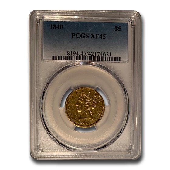 1840 $5 Liberty Gold Half Eagle XF-45 PCGS 1840 $5 Liberty Gold Half Eagle XF-45 PCGS