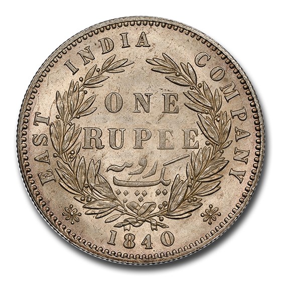 1840-(B&C) British India Silver Rupee Victoria MS-63 NGC