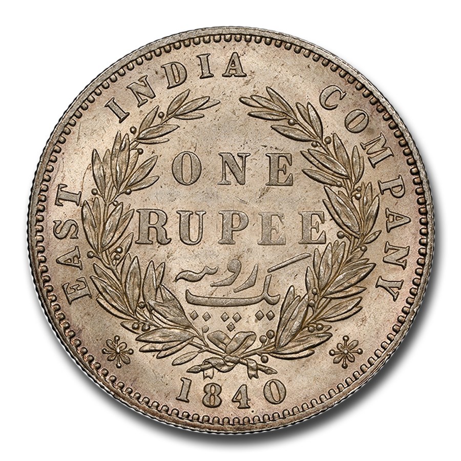 1840-(B&C) British India Silver Rupee Victoria MS-63 NGC