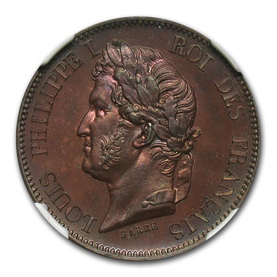 1840 France 5 Centimes MS-65 NGC (Brown, Mazard-1145) 1840 France 5 Centimes MS-65 NGC (Brown, Mazard-1145)