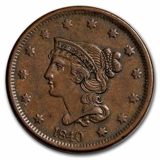 1840 Large Cent Lg Date AU 1840 Large Cent Lg Date AU
