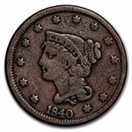 1840 Large Cent Lg Date VF