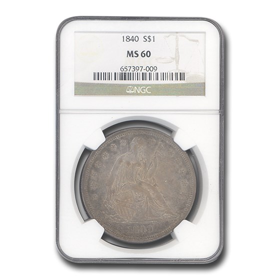 1840 Liberty Seated Dollar MS-60 NGC 1840 Liberty Seated Dollar MS-60 NGC