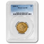 1840-O $5 Liberty Gold Half Eagle AU-50 PCGS