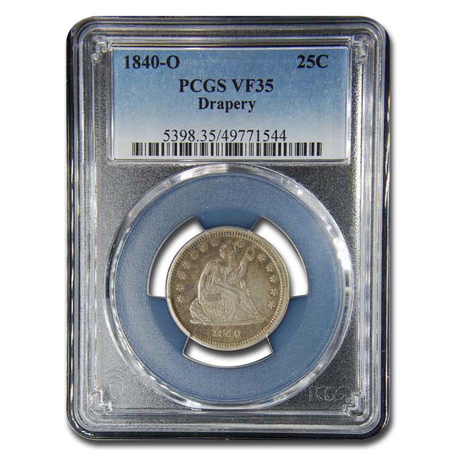 1840-O Liberty Seated Quarter VF-35 PCGS (Drapery)