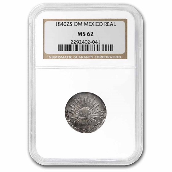 1840 Zs OM Mexican Republic 1/2 Real MS-62 NGC 1840 Zs OM Mexican Republic 1/2 Real MS-62 NGC