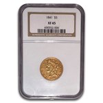 1841 $5 Liberty Gold Half Eagle XF-45 NGC