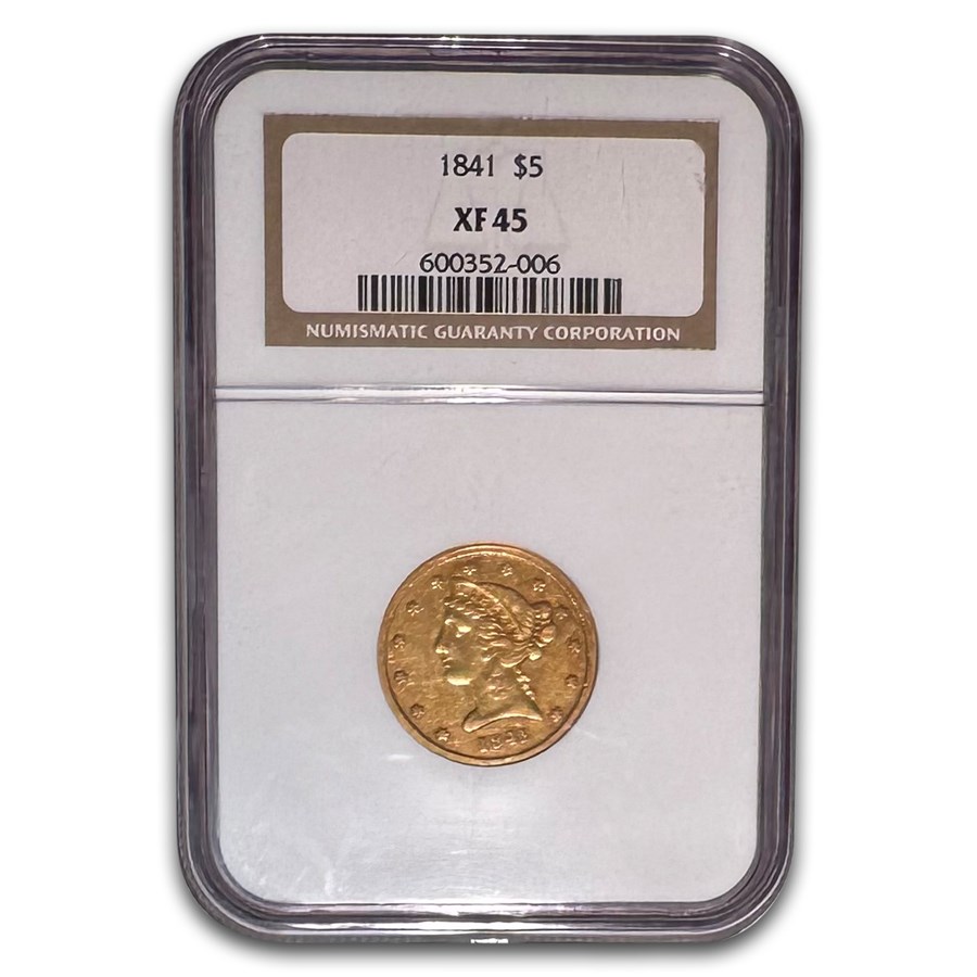 1841 $5 Liberty Gold Half Eagle XF-45 NGC