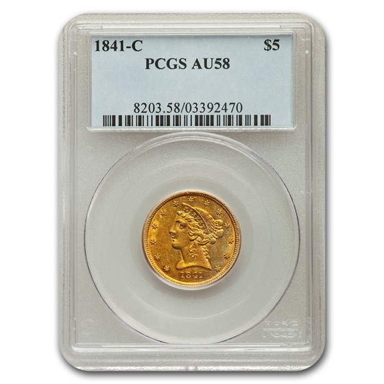 1841-C $5 Liberty Gold Half Eagle AU-58 PCGS 1841-C $5 Liberty Gold Half Eagle AU-58 PCGS