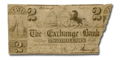 1841 Exchange Bank, Pittsburgh, PA $2.00 PA-525, COUNTERFEIT 1841 Exchange Bank, Pittsburgh, PA $2.00 PA-525, COUNTERFEIT