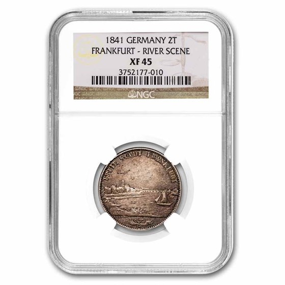1841 German State Frankfurt Silver 2 Thaler XF-45 NGC 1841 German State Frankfurt Silver 2 Thaler XF-45 NGC