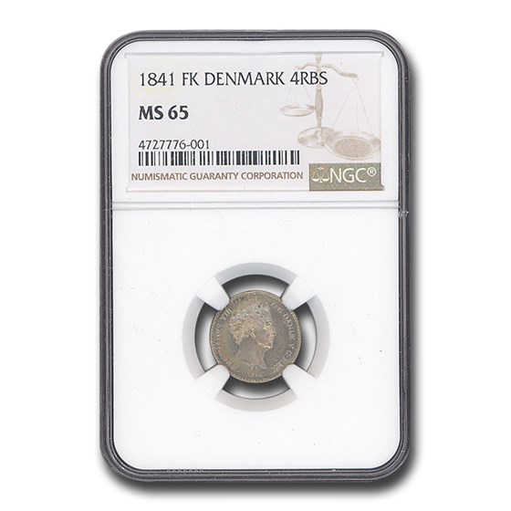 1841-Heart Denmark Silver 4 Rigsbankskilling MS-65 NGC 1841-Heart Denmark Silver 4 Rigsbankskilling MS-65 NGC