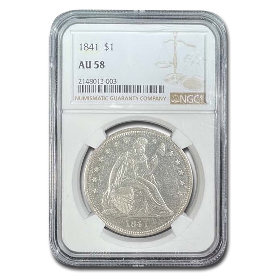 1841 Liberty Seated Dollar AU-58 NGC 1841 Liberty Seated Dollar AU-58 NGC