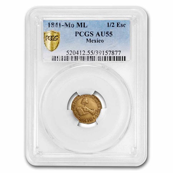 1841 Mo ML Mexico Gold 1/2 Escudo AU-55 PCGS 1841 Mo ML Mexico Gold 1/2 Escudo AU-55 PCGS