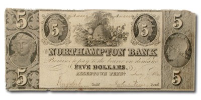1841 Northampton Bank of Northampton, PA $5 PA-370 Fine 1841 Northampton Bank of Northampton, PA $5 PA-370 Fine