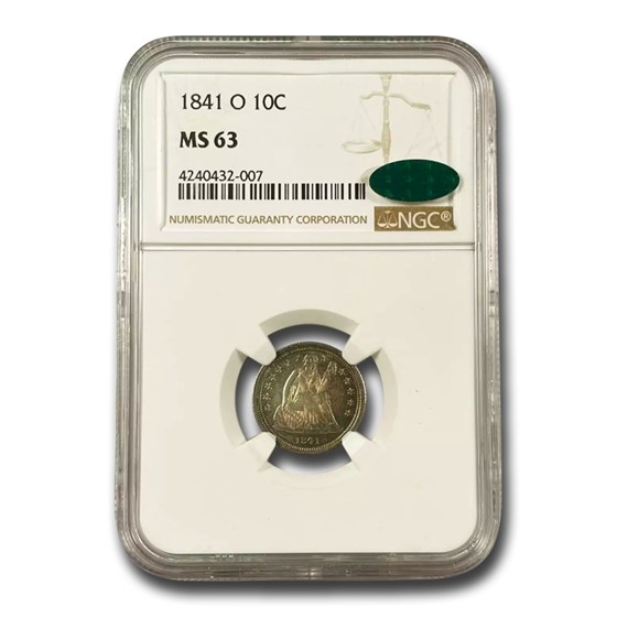 1841-O Liberty Seated Dime MS-63 NGC CAC 1841-O Liberty Seated Dime MS-63 NGC CAC