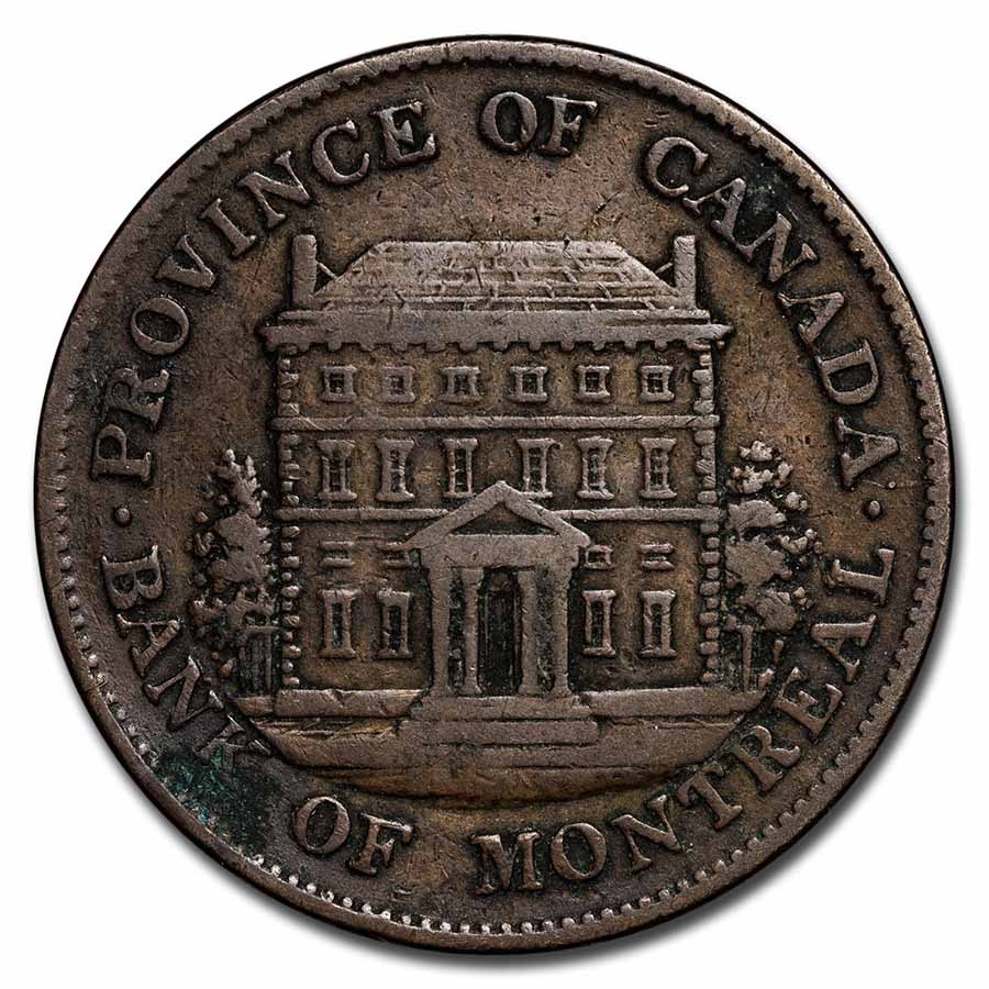 1842-1845 Canada Bank of Montreal Half Penny Bank Token Avg Circ