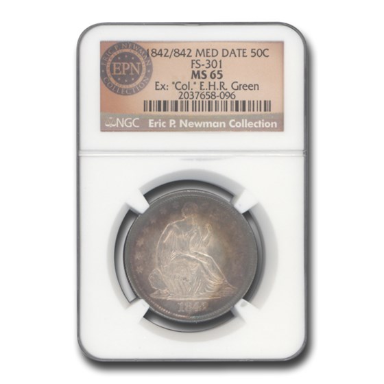 1842/842 Liberty Seated Half Dollar MS-65 NGC (Med. Date, FS-301) 1842/842 Liberty Seated Half Dollar MS-65 NGC (Med. Date, FS-301)