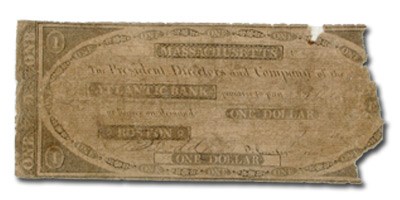 1842 Atlantic Bank, Boston, MA $1 MA-100, VG Details 1842 Atlantic Bank, Boston, MA $1 MA-100, VG Details